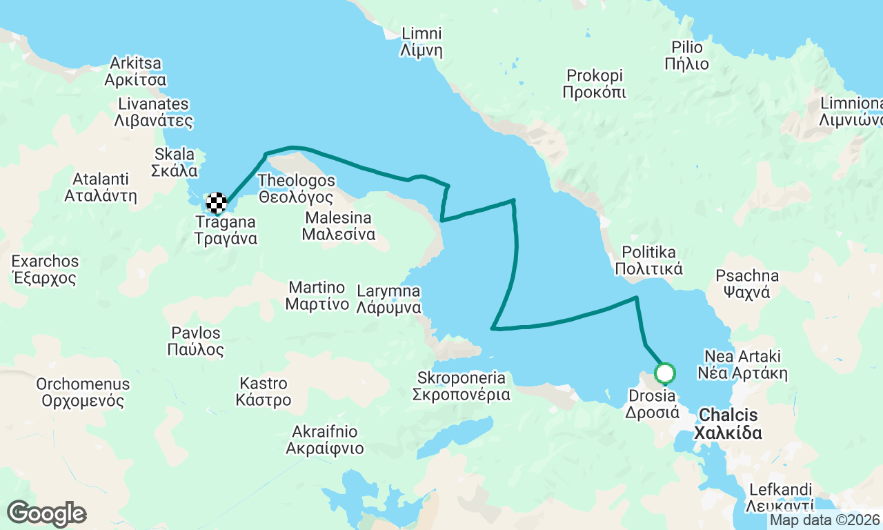 North Euboian Gulf passage mostly sailing up wind 