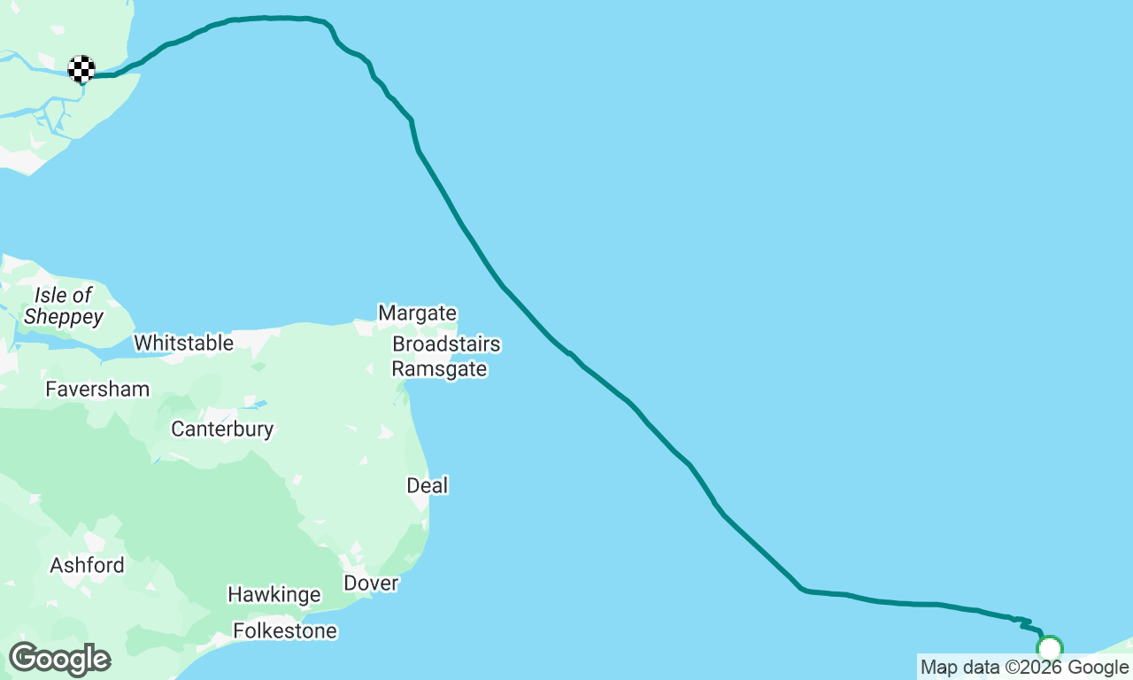 Dunkirk to Crouch anchorage