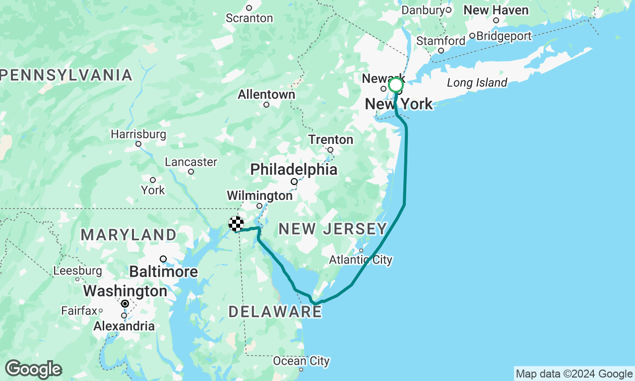 New-York to Chesapeake city.
