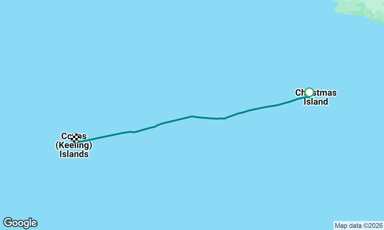 Christmas island to Cocos (Keeling) islands