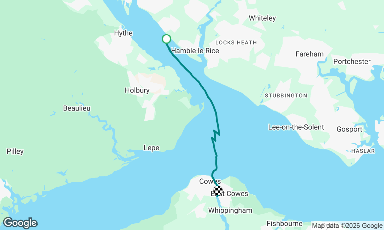 To east Cowes for the night