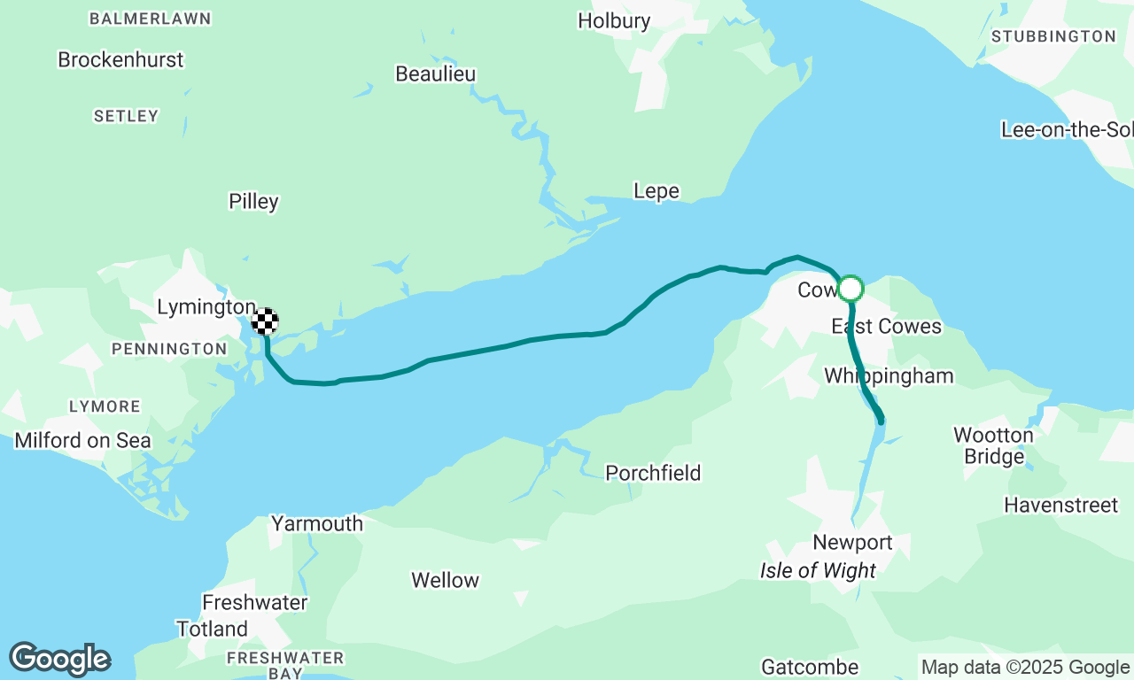 Cowes to Lymington and a quick trip up to Folly inn.