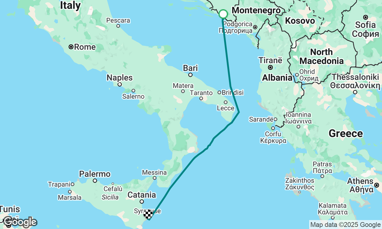 Dubrovnik to Siracusa Sicily
