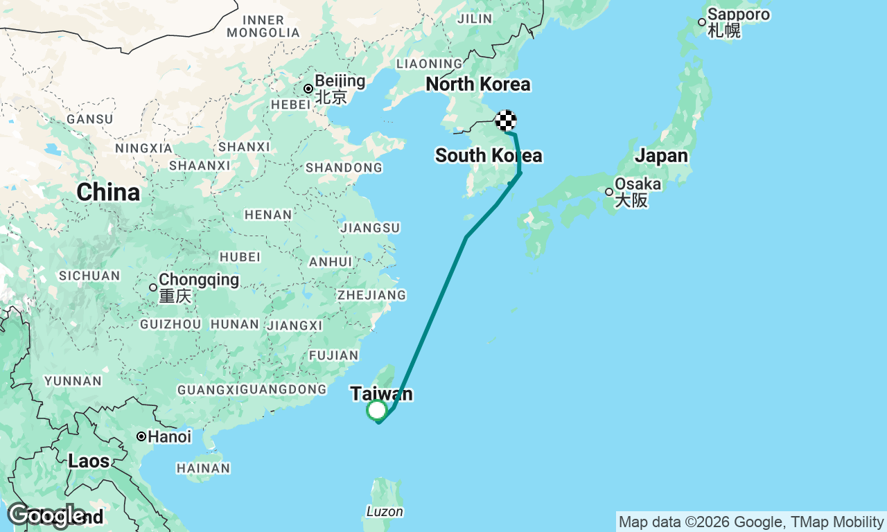 Hobihu, Taiwan to Gangneung Korea