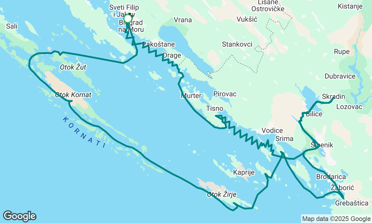 Biograd, Vrulje, Žirje, Greba., Skradin, Jezera