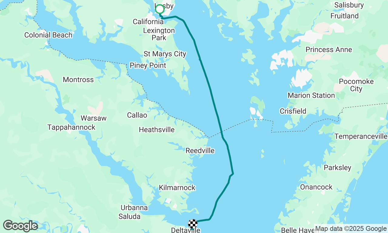 Solomons to Deltaville, into heavy wind/waves! 