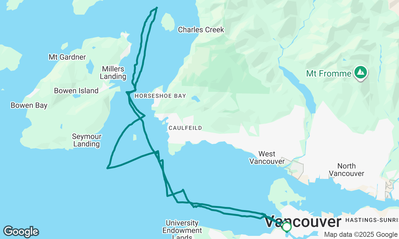 Sailing around Passage Island and into Howe Sound