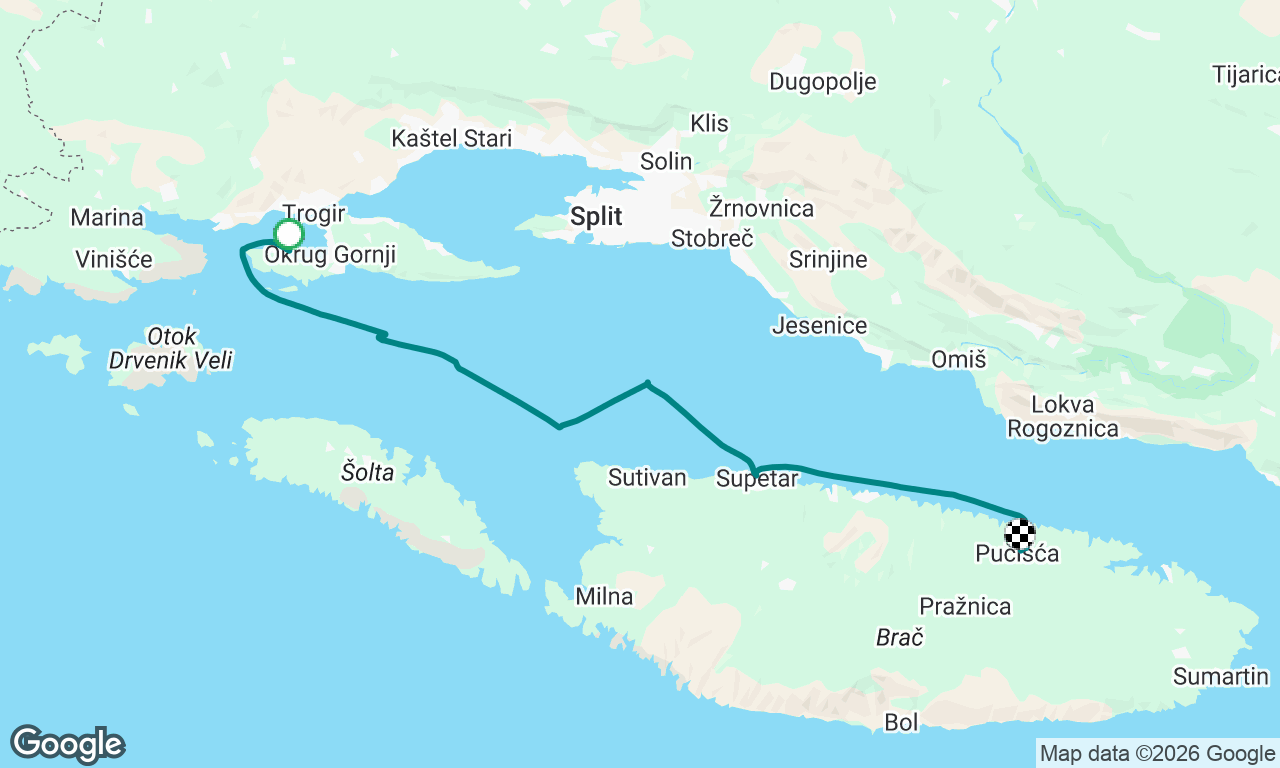 Trogir to Pucisca