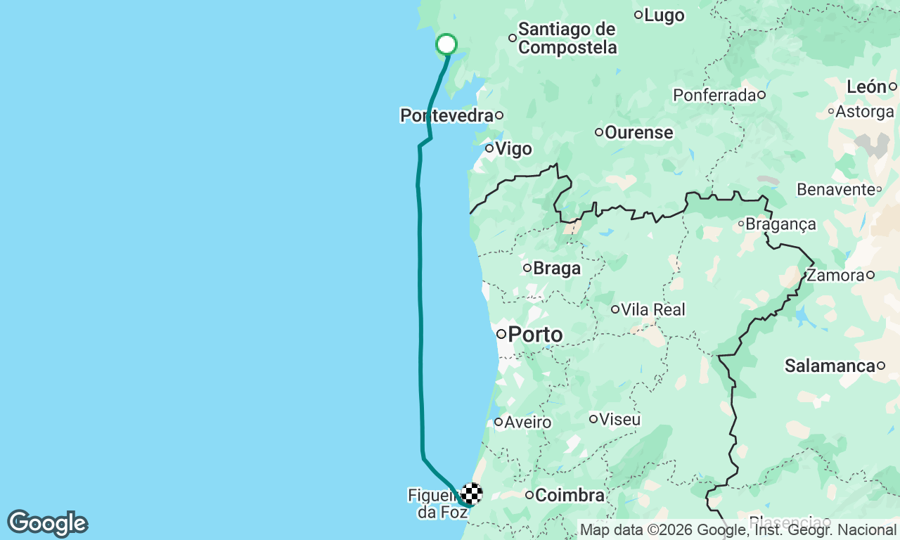 Muros, Spain to Figueira da Foz, Portugal