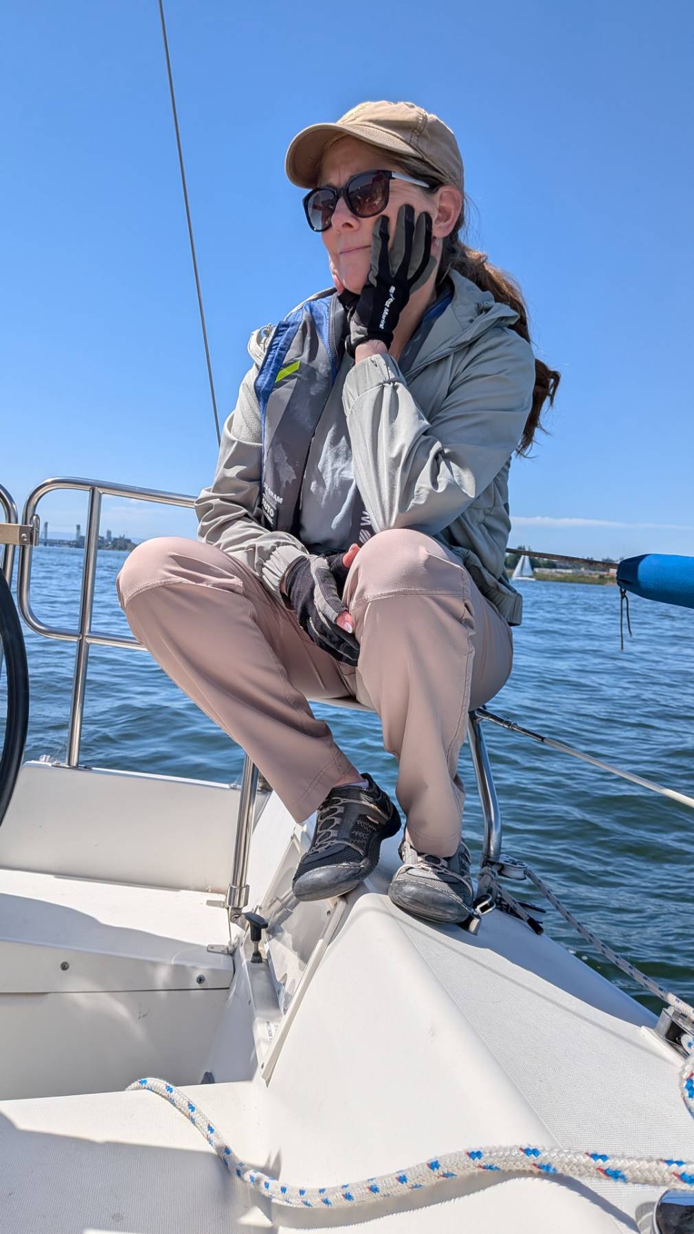 Not much wind, but on the plus side… Baby’s first docking lesson!_FD5AFFFD-AA2C-4994-B423-A66445440D63