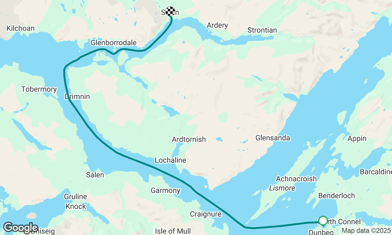 Dunstaffnage to Loch Sunart. (With 2 engines working) 😀