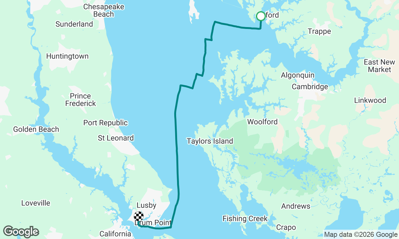 Motor sail back to Solomons from Oxford