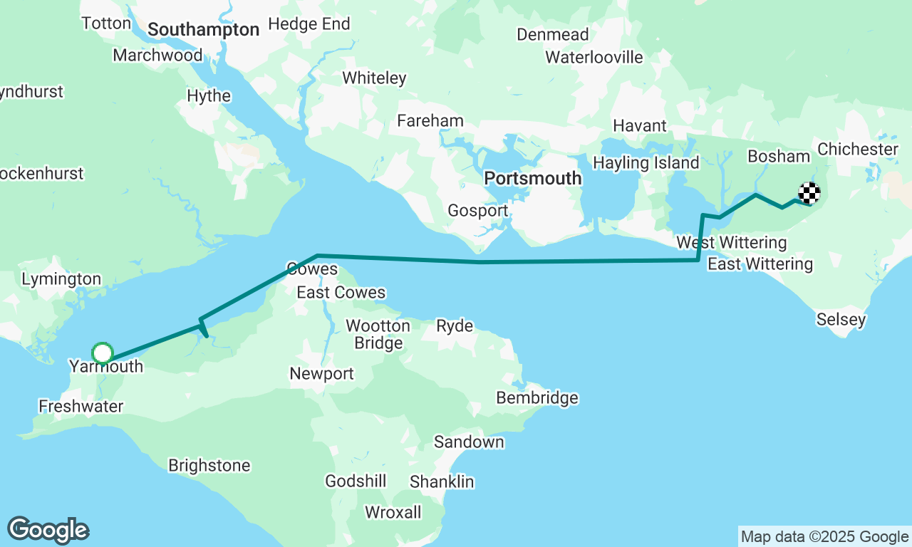Yarmouth to Chichester via Newtown creek