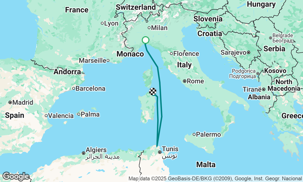 Genoa (IT) - Bizerte (TUN) - Olbia (IT)