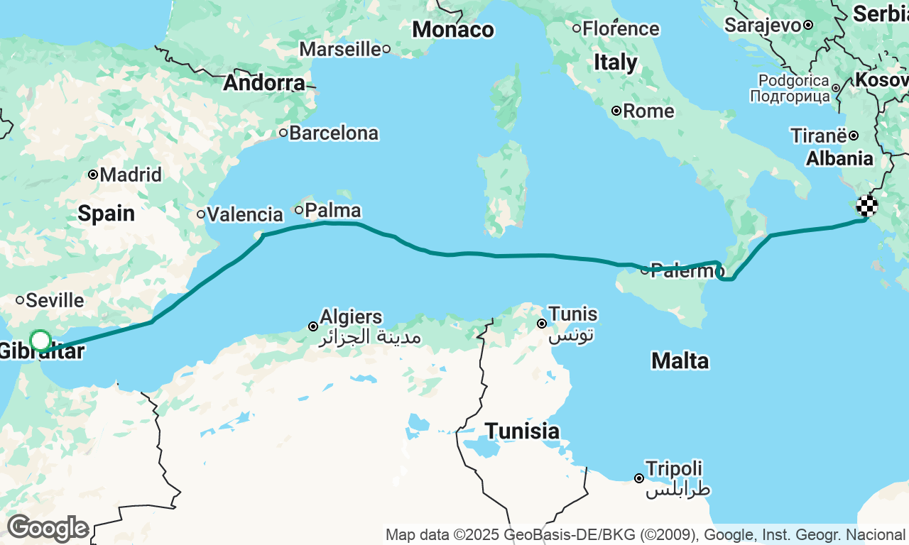 Barbate to Corfu 