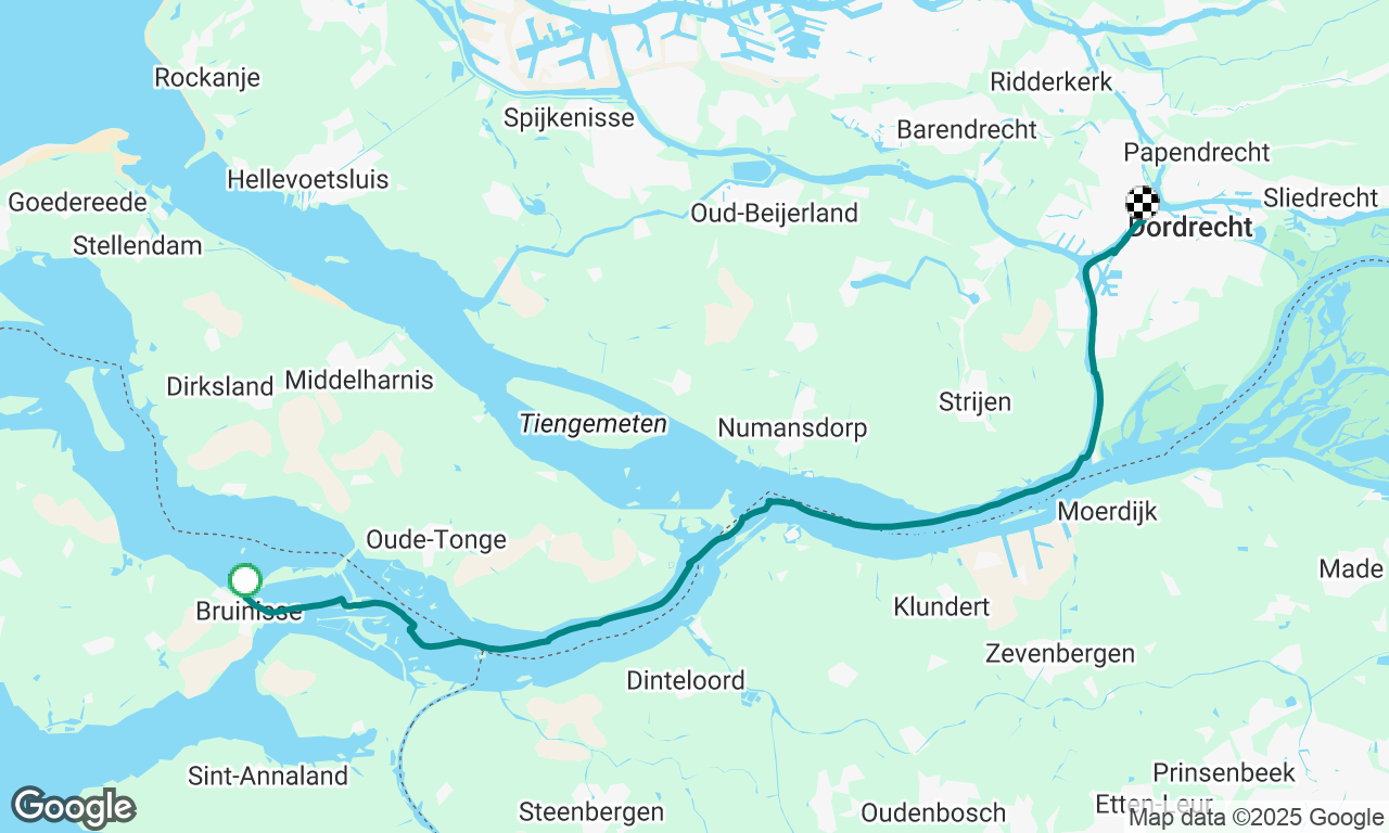 Bruinisse to Dordrecht
