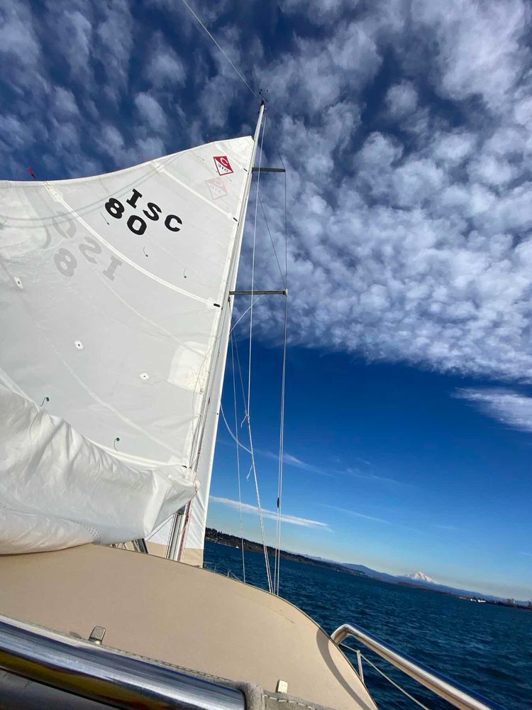 Voyage photo from Windy day on Rythem… yes, we reefed… eventually 