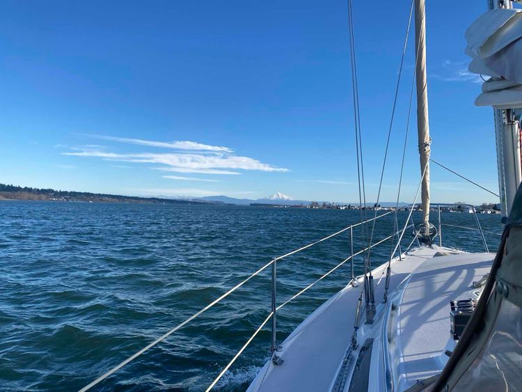 Voyage photo from Windy day on Rythem… yes, we reefed… eventually 