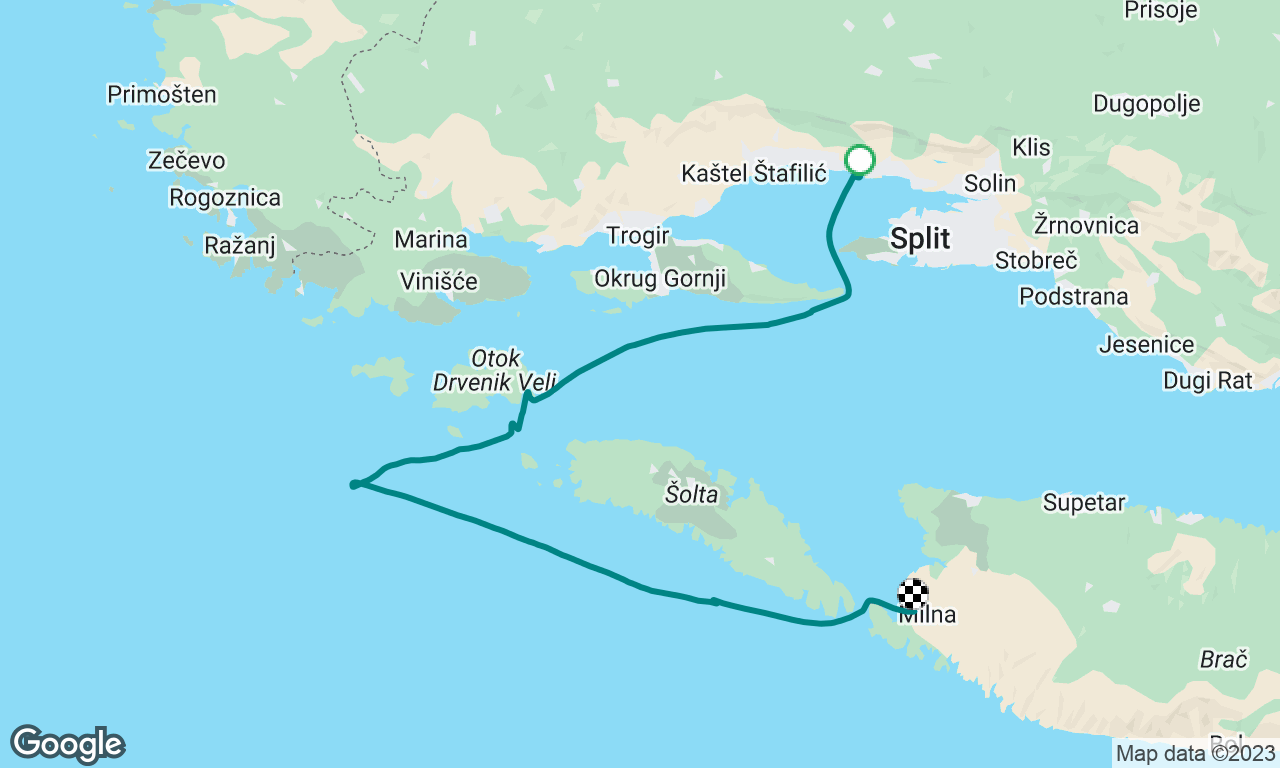 Marina Kaštela — Uvala Krknjaši — Marina Vlaska, Milna/Brac