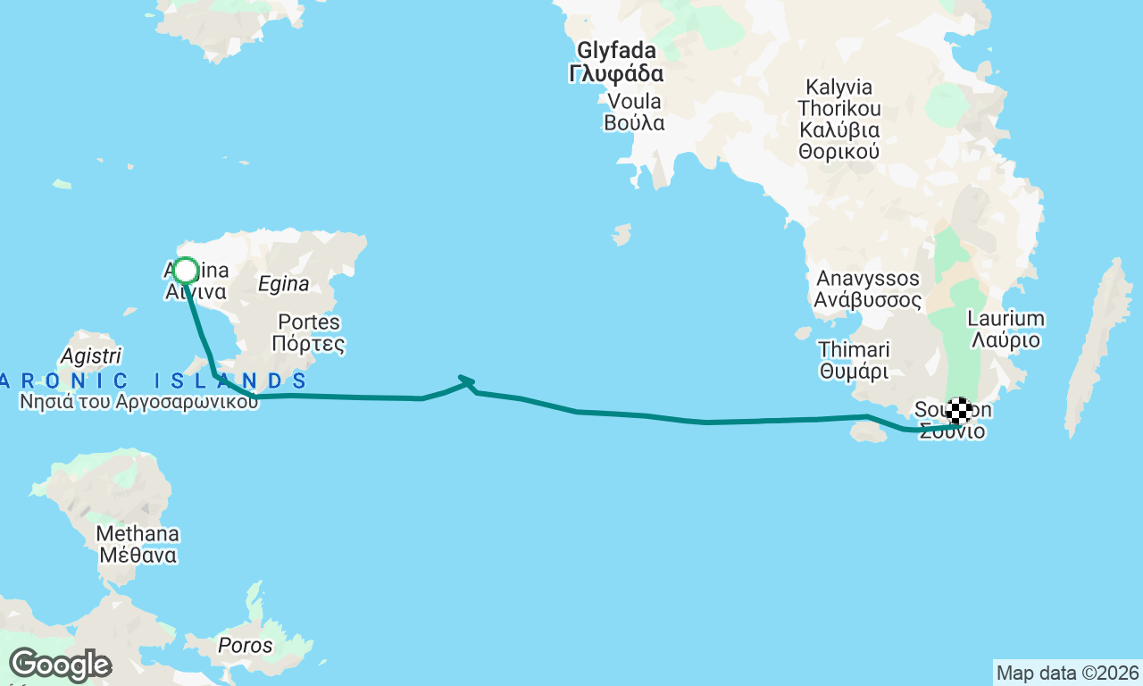 Aegina to Sounia Bay (Temple of Poseidon)
