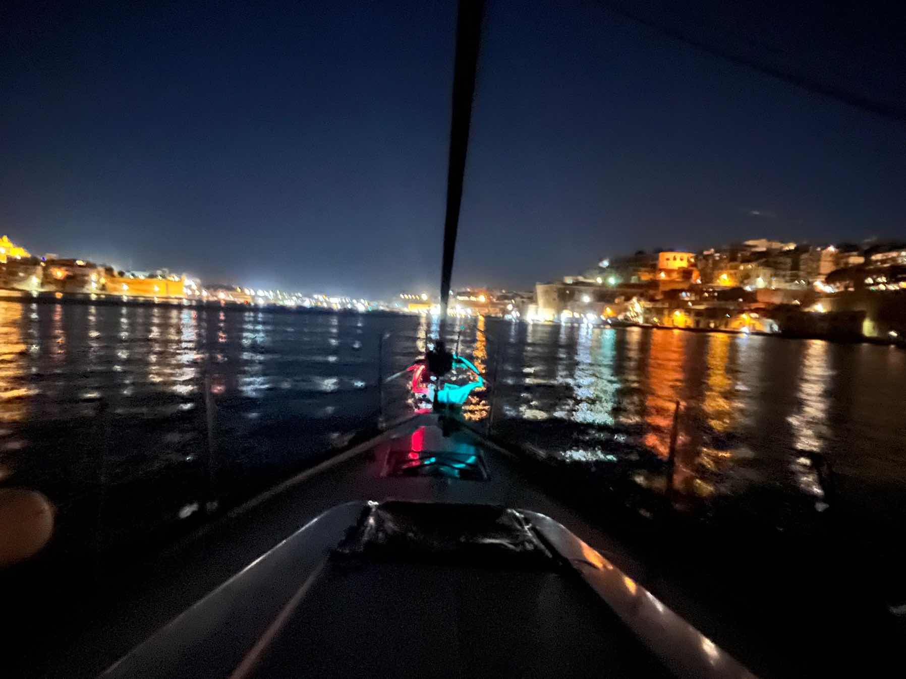 Back to Grand Harbour and round Fairway mark at night_B96AABD9-F79D-49B0-A40E-681077B744C4