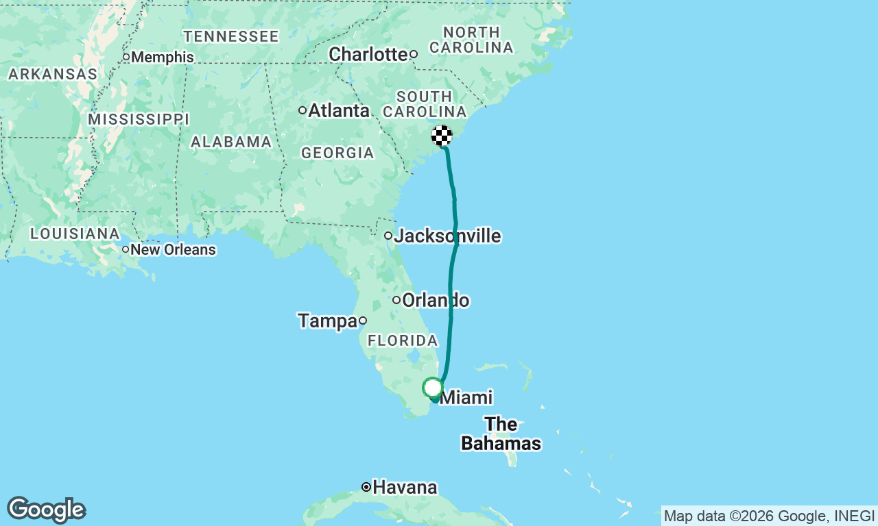 Miami, FL to Charleston, SC