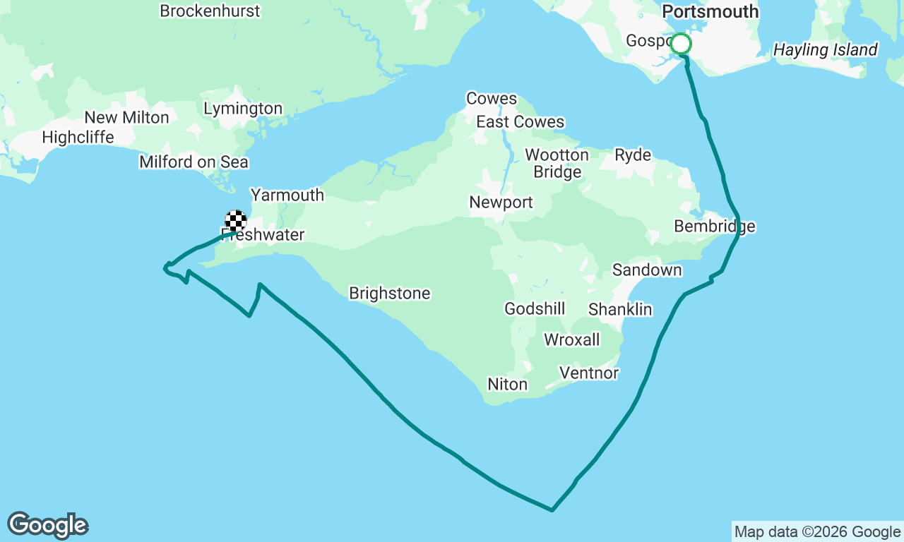 Gosport around south of IOW to Totland Bay