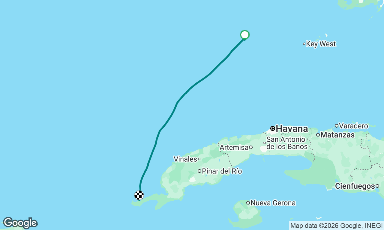 Dry Tortugas, Fl to Golfo de Guanahacabibes at Canal de los Barcos, Cuba