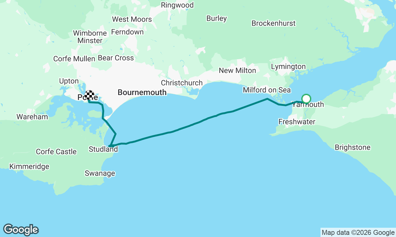 Yarmouth to Poole via Studland for a swim
