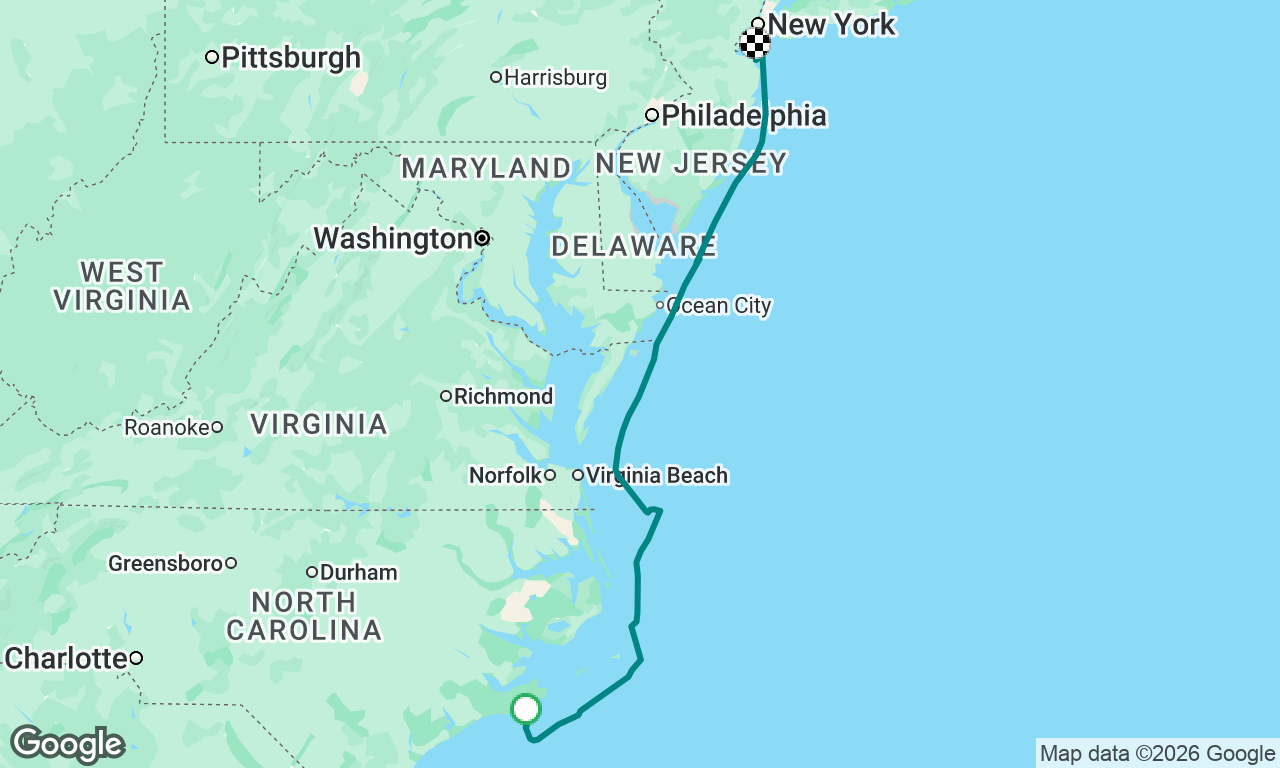 Cape Lookout, NC to Atlantic Highlands, NJ