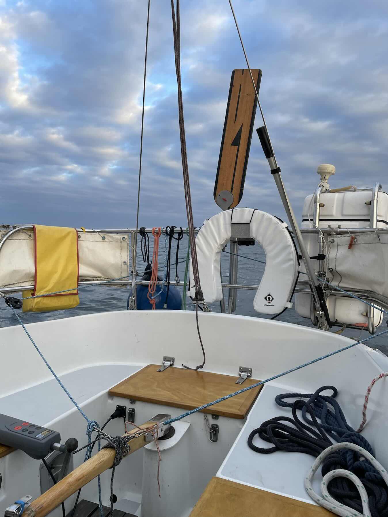 From the anchor on the new windvane. _9A24B734-DF78-4F05-9186-BEB26EBB3A7C