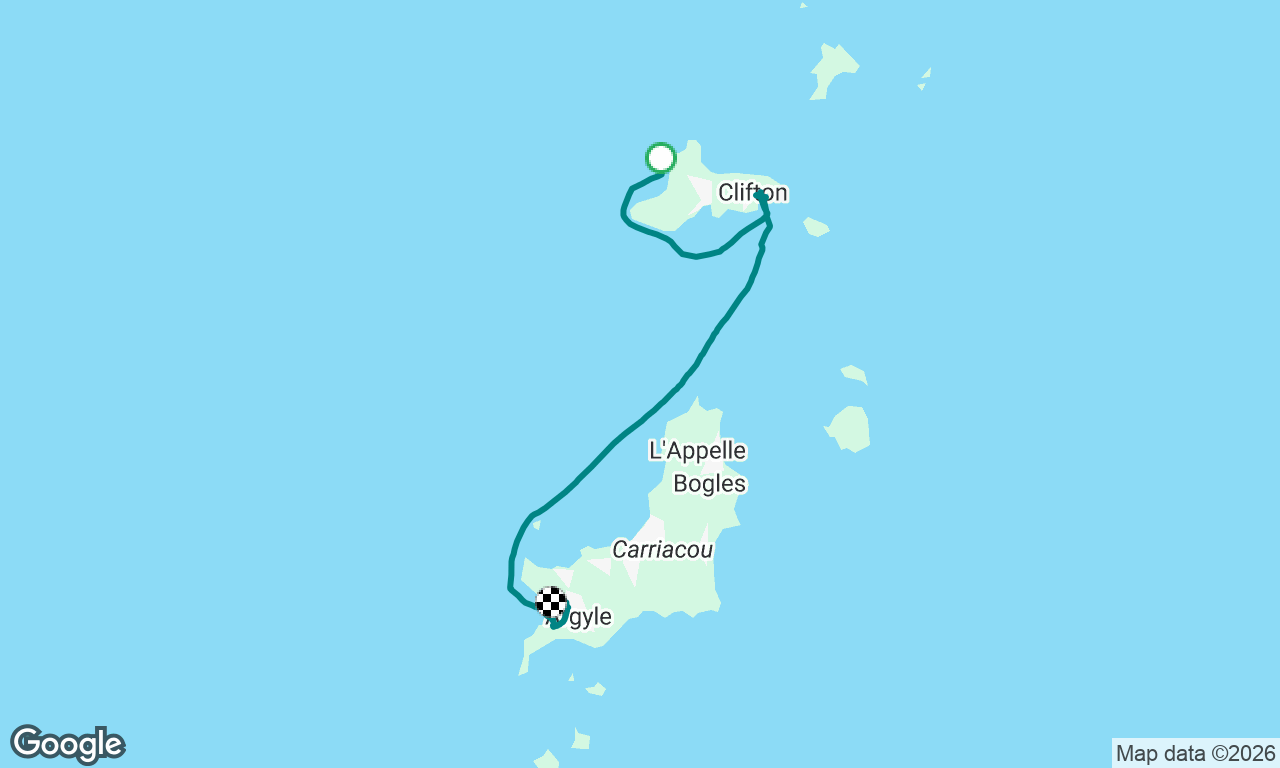 Chatham bay to Tyrell bay via Clifton