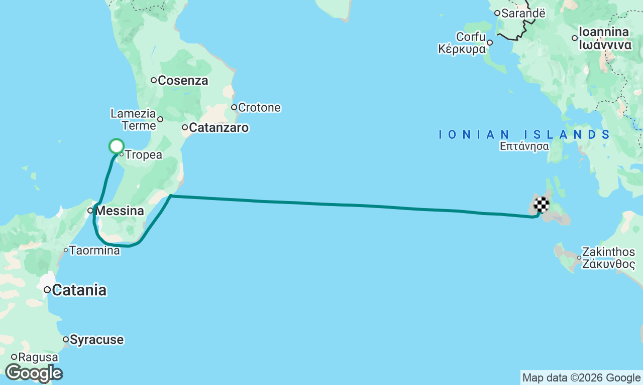 trip from Tropea marina , to Kafelonia Greece 