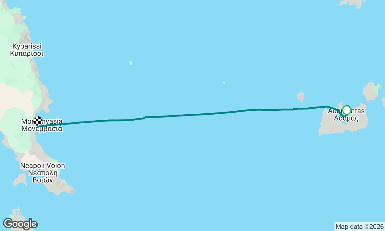 Milos to Monemvasia