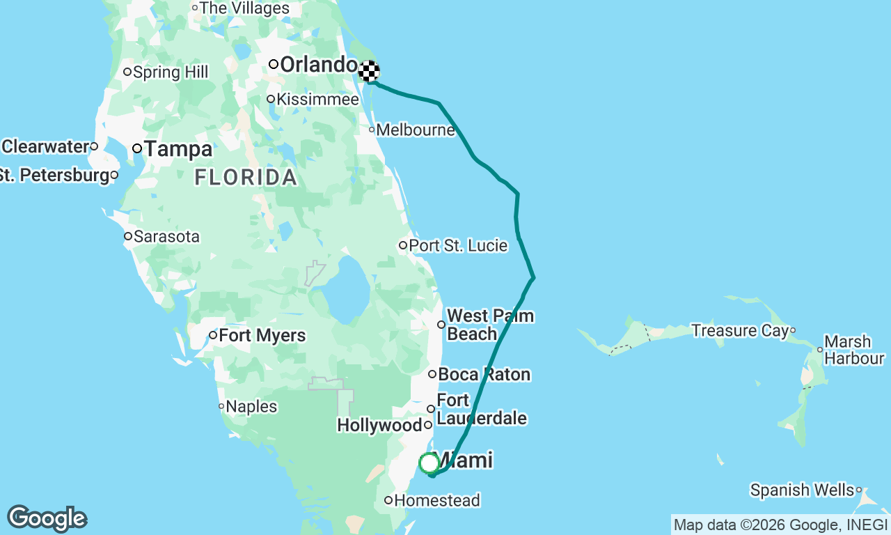 Miami to Cape canaveral