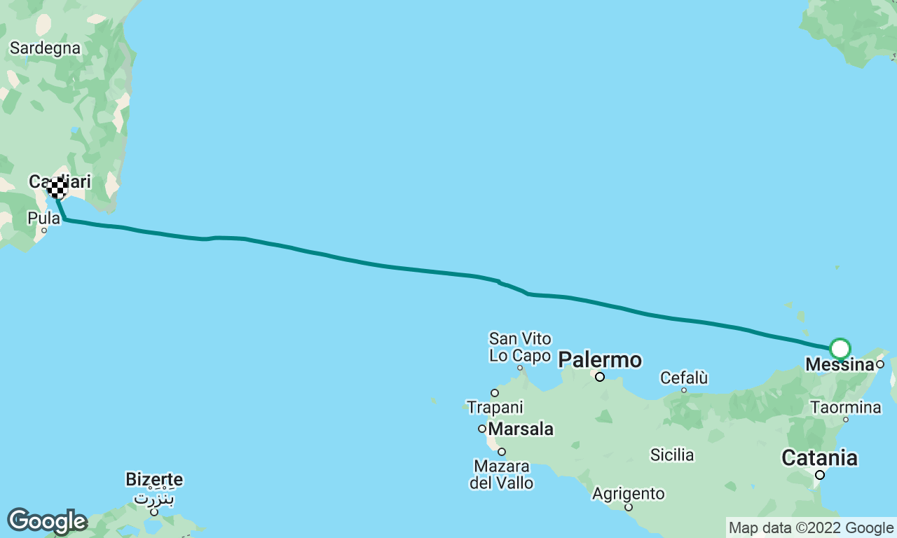 Messina to Cagliari