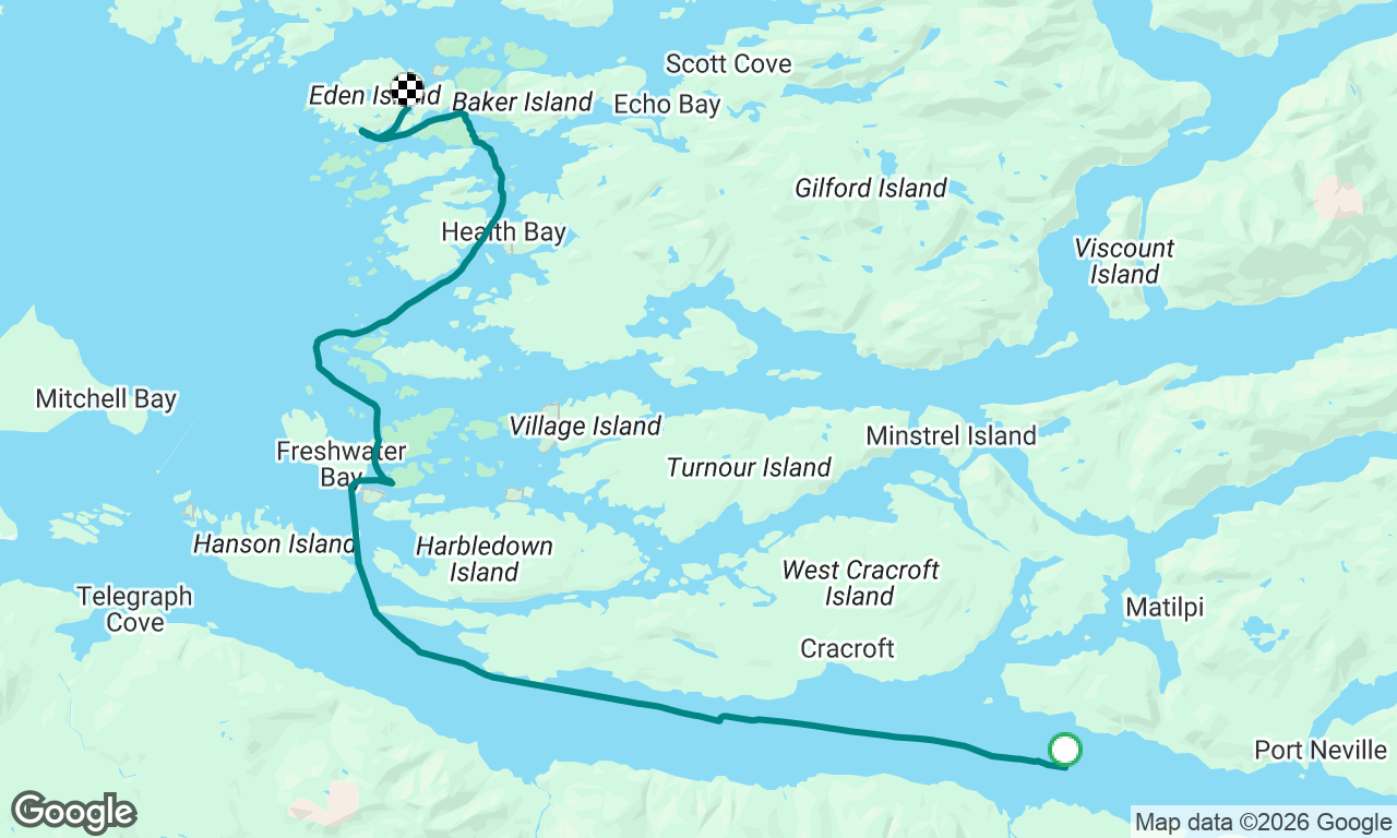 Day 3 cross Johnstone straight from Billy goat grive to anchor Eden island