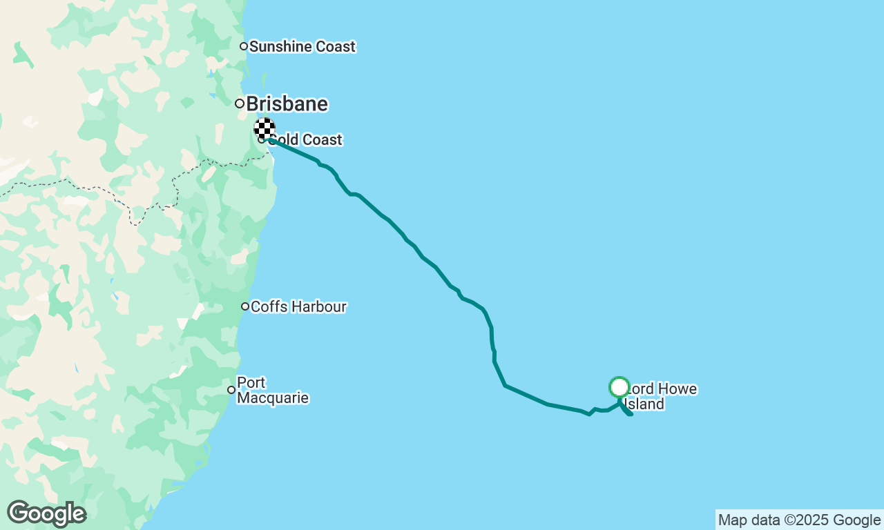 Lord Howe Is to Gold Coast via Balls Pyramid