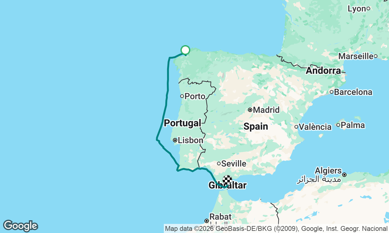 A Coruna to Gibraltar