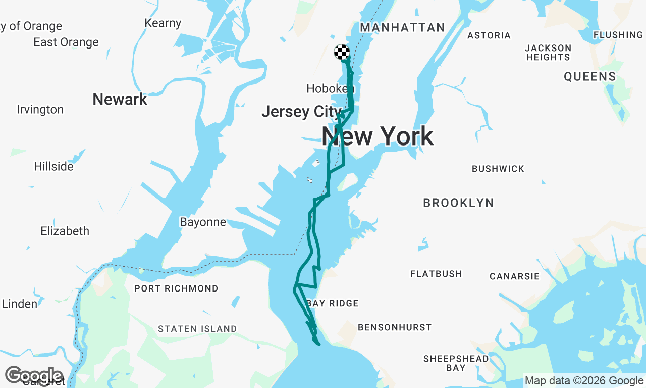 Hoboken to Verrazano Narrow Bridge 