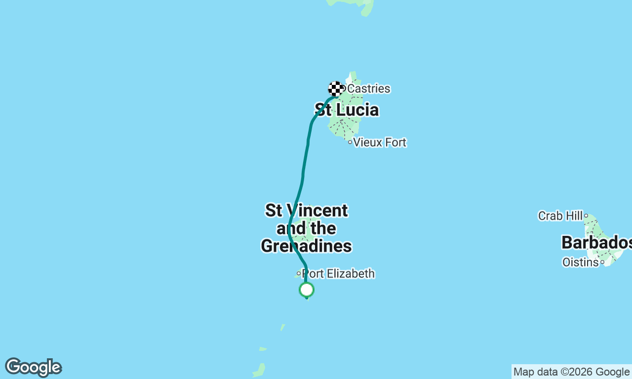 Mustique to Marigot Bay, St Lucia. 