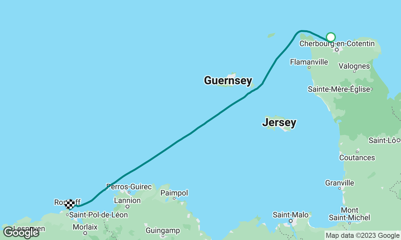 With Moon to USVI delivery Leg 1:
Cherbourg to Roscoff: