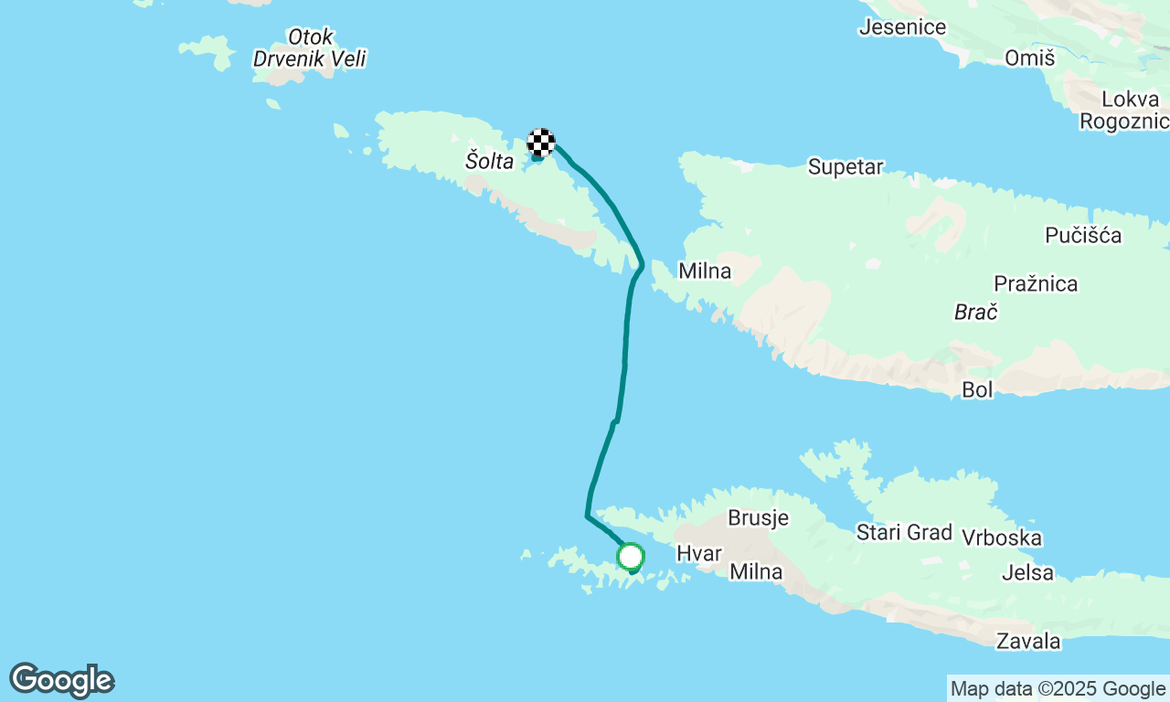 Night sail from Parmizana to Uvala Necujam on Solt