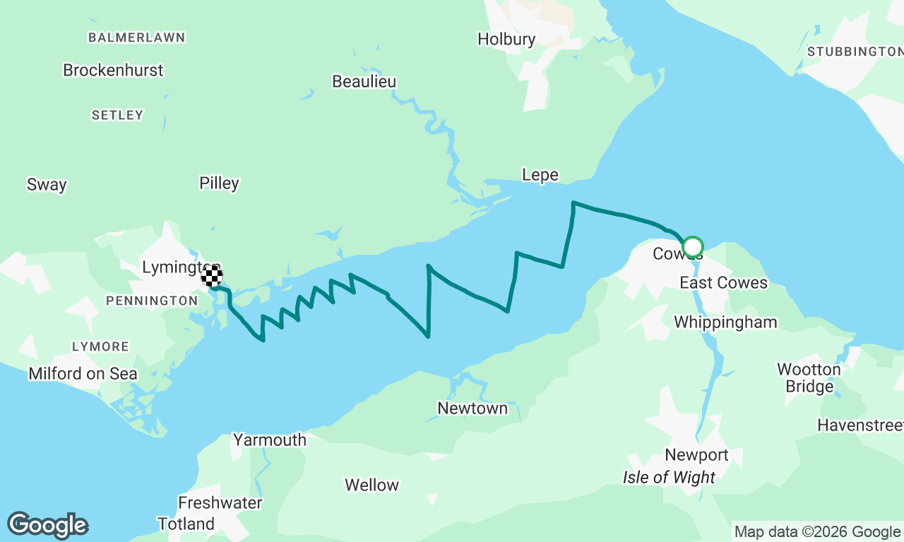 Beating and punching spring tide from Cowes to Lymington