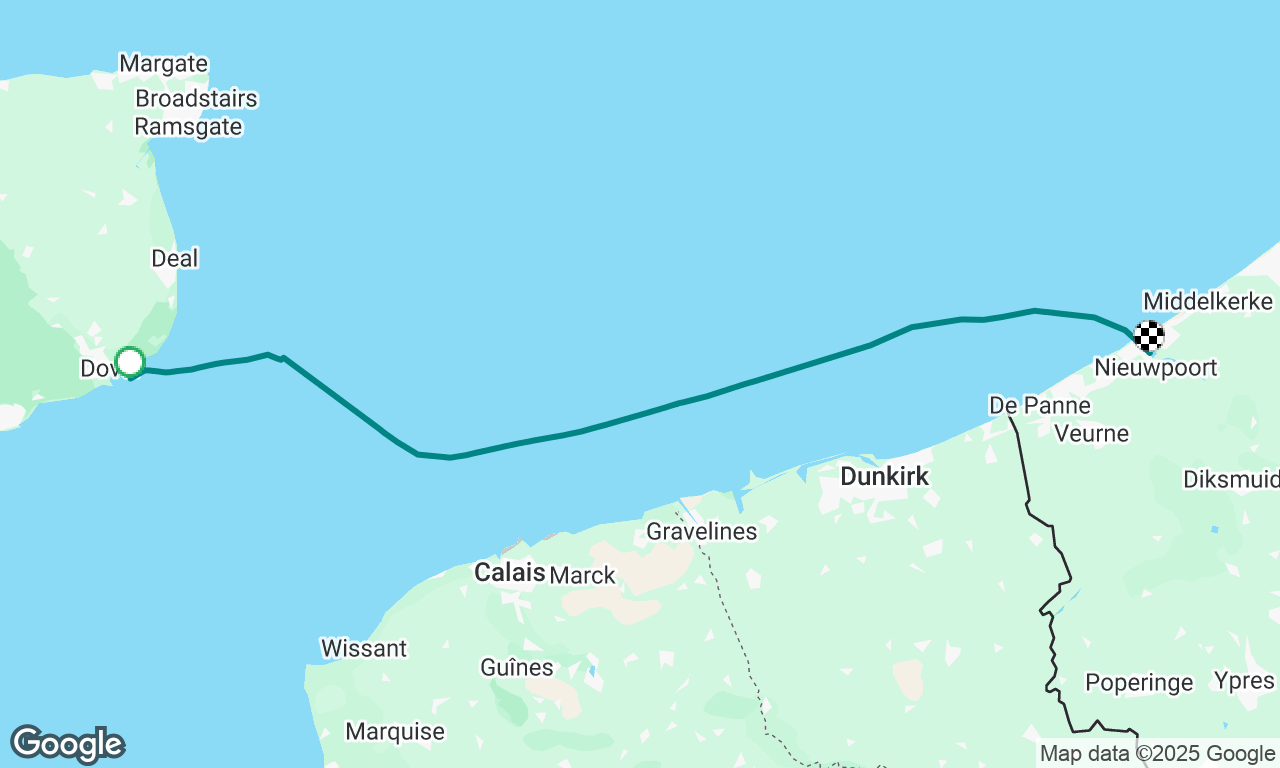 Dover naar nieuwpoort op de motor