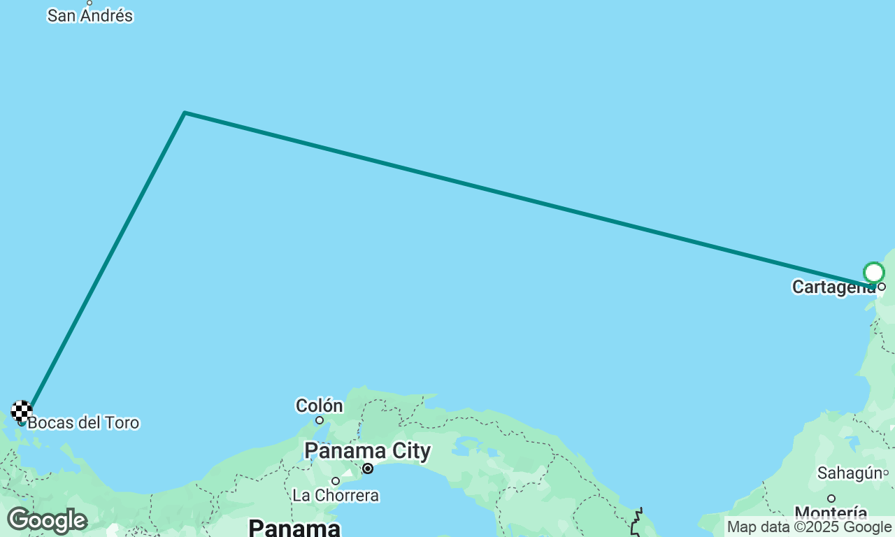 Cartagena, Colombia - Bocas del Toro, Panama