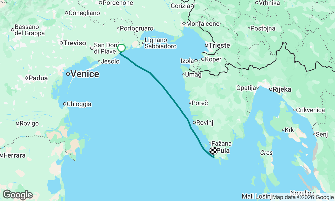 Caorle Italy to Pula Croatia