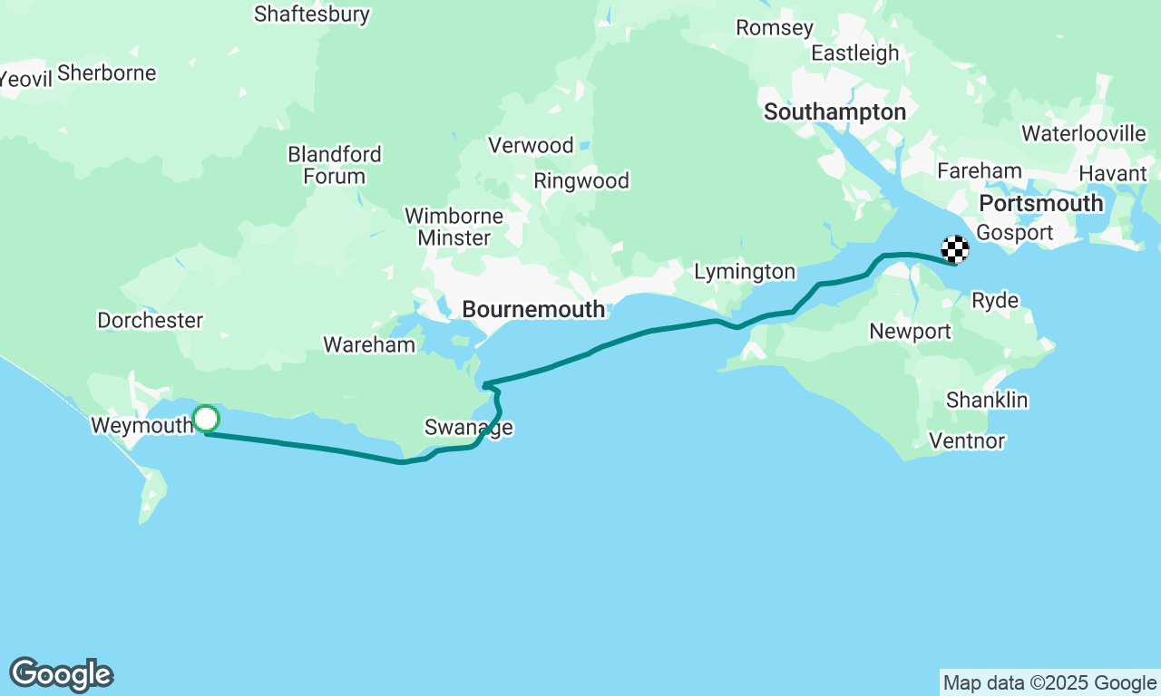 Return Weymouth to Gosport; motored close to cliffs to Swanage. Solenoid broke Studland so nice sail back and towed into Gosport by SeaStart