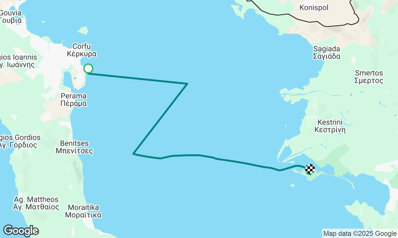Heading south of Corfu town
