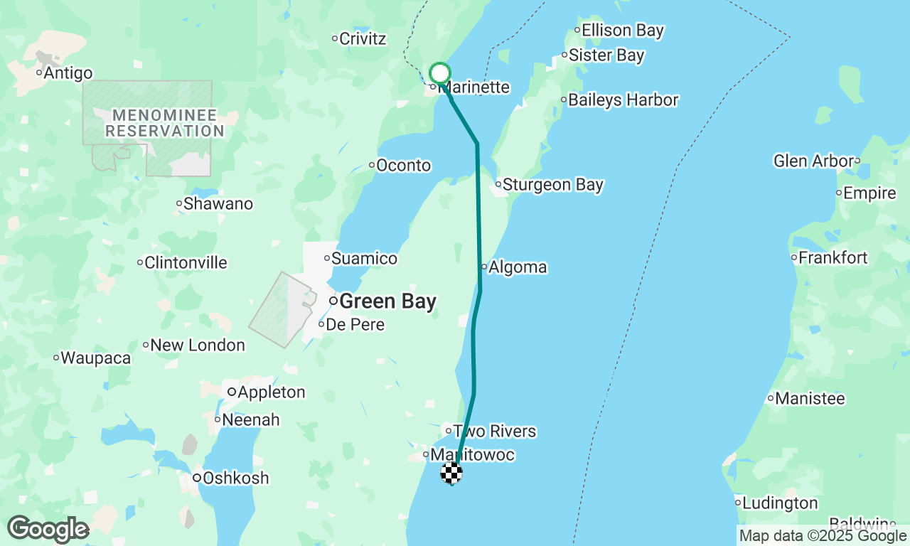 Day 1 Return Trip - Menominee to Manitowoc via Sturgeon Bay Canal